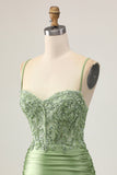 Bodycon Sequins Ruched Sage Green Short Cocktail Dress