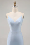Blue Beaded Spaghetti Straps Bodycon Short Ball Dress