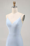 Blue Beaded Spaghetti Straps Bodycon Short Ball Dress