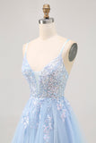 Sparkly Blue A-line Tulle Sequins Short Homecoming Dress with Lace Up Back
