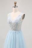 Sparkly Blue A-line Tulle Short Homecoming Dress with Sequins