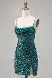 Corset Grey Blue Bodycon Sequin Homecoming Dress