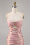 Blush Cut Out Ruched Tight Homecoming Dress