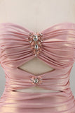 Blush Cut Out Ruched Tight Homecoming Dress
