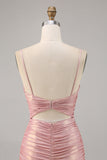 Blush Cut Out Ruched Tight Homecoming Dress