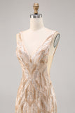 Beaded Champagne Bodycon Homecoming Dress with Sequins