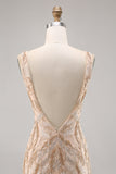 Beaded Champagne Bodycon Homecoming Dress with Sequins