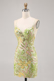 Green Sequin Backless Bodycon Homecoming Dress