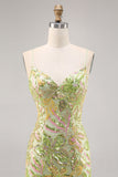 Green Sequin Backless Bodycon Homecoming Dress
