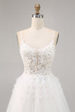 White Tulle A Line Homecoming Dress with Appliques