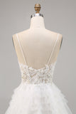 White Tulle A Line Homecoming Dress with Appliques