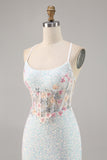 Sparkly White Bodycon Corset Homecoming Dress with Appliques