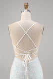 Sparkly White Bodycon Corset Homecoming Dress with Appliques