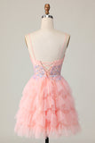Pink Corset Sequin A Line Homecoming Dress