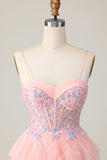 Pink Corset Sequin A Line Homecoming Dress