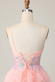 Pink Corset Sequin A Line Homecoming Dress