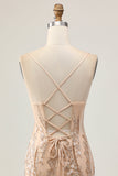 Sparkly Champagne Sequins Bodycon Cocktail Dress with Beading