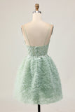 Sage Green A-Line Corset Cocktail Dress with Appliques