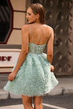 Sage Green A-Line Corset Cocktail Dress with Appliques