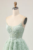 Sage Green A-Line Corset Cocktail Dress with Appliques