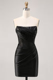 Corset Strapless Bodycon Lace Black Homecoming Dress