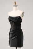 Corset Strapless Bodycon Lace Black Homecoming Dress