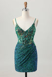 Sparkly Dark Purple Corset Short Ball Dress with Sequins