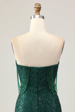 Sparkly Off The Shoulder Dark Green Bodycon Sequins Cocktail Dress