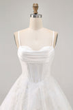 White A-Line Corset Satin Cocktail Dress with Appliques