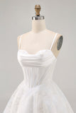 White A-Line Corset Satin Cocktail Dress with Appliques