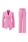 Fuchsia Peak Lapel 2-piece Women Suits with Buttons