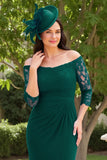 Royal Blue Lace Off the Shoulder Ruched Sheath Wedding Guest Dress