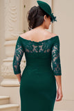 Royal Blue Lace Off the Shoulder Ruched Sheath Wedding Guest Dress