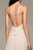 Apricot A-Line V-Neck Long Evening Dress With 3D Flowers