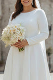 Ivory Plus Size A-Line Satin Midi Engagement Dress