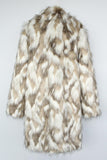 Grey Faux Fur Notched Lapel Long Winter Men's Coat