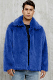 Black Fluffy Faux Fur Short Winter Men's Coat