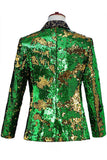 Sparkly Shawl Lapel Purple And Blue Men's Prom Blazer With Sequins