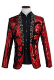 Sparkly Shawl Lapel Purple And Blue Men's Prom Blazer With Sequins