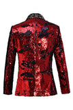 Sparkly Shawl Lapel Purple And Blue Men's Prom Blazer With Sequins