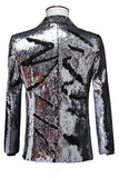 Sparkly Shawl Lapel Purple And Blue Men's Prom Blazer With Sequins