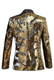 Sparkly Shawl Lapel Purple And Blue Men's Prom Blazer With Sequins