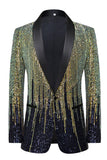 Men's Black Notched Lapel Single Breasted Prom Blazer with Sequins