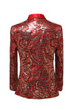 Sparkly Sequins Men's Red Shawl Lapel Prom Blazer