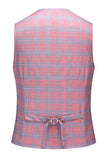 Pink Plaid Notched Lapel One Button 3 Piece Men's Suit