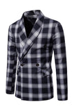 Navy Shawl Lapel Striped Men's Prom Blazer