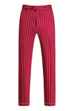 Red Striped Peak Lapel 3-Piece Men Suits