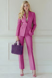 Fuchsia 2 Piece Peak Lapel One Button Prom Suits with Pockets