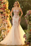 White Pink Flower Mermaid Sequins Corset Beaded Long Ball Dress with Lace Up Back