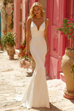Ivory Mermaid Spaghetti Straps Wedding Dress